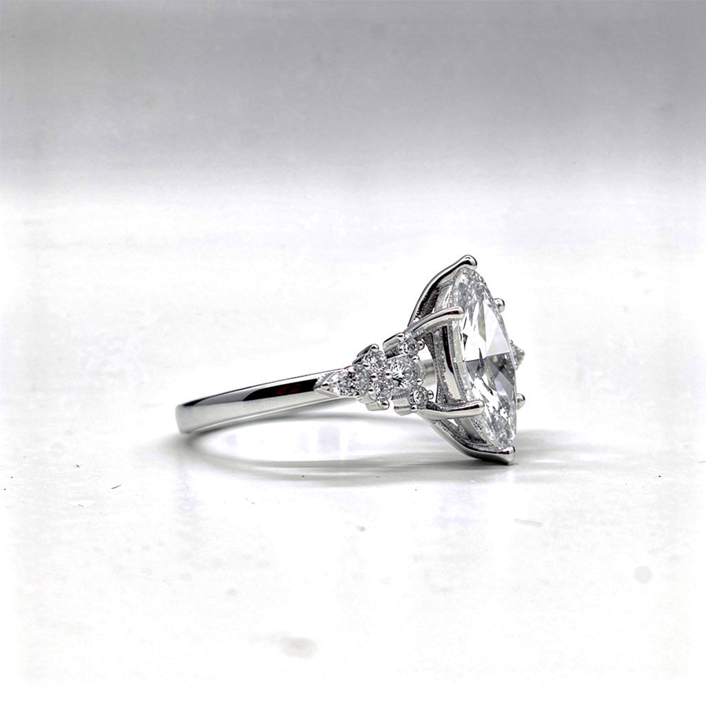 2.36 CTW Marquise Cut Lab Diamond Ring – 14K Gold