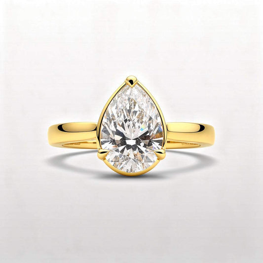 3.19 CTW Pear Cut Lab Diamond Ring – 14K Gold