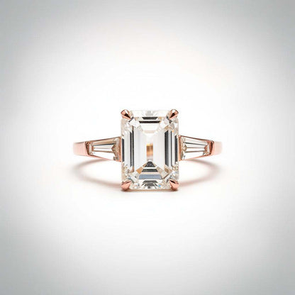 3.08 CTW Emerald Cut Lab Diamond Ring – 14K Gold
