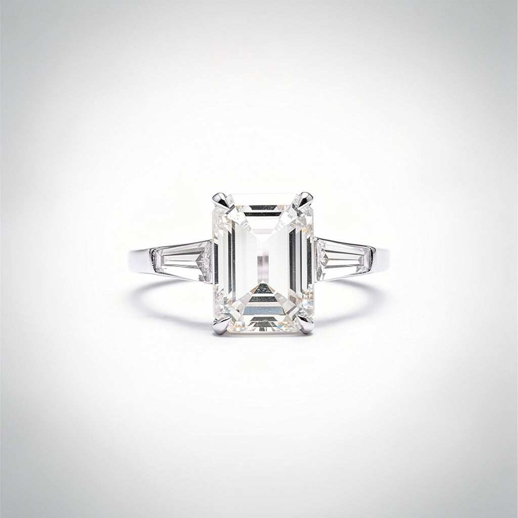 3.08 CTW Emerald Cut Lab Diamond Ring – 14K Gold