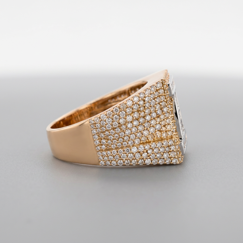 Men's 10K Gold 2.1 CTW Natural Diamond Baguette Initial Signet Ring