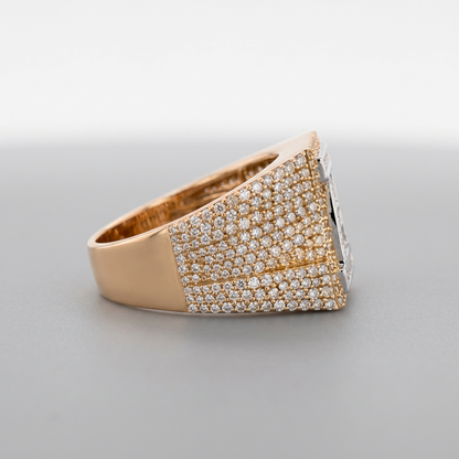 Men's 10K Gold 2.1 CTW Natural Diamond Baguette Initial Signet Ring