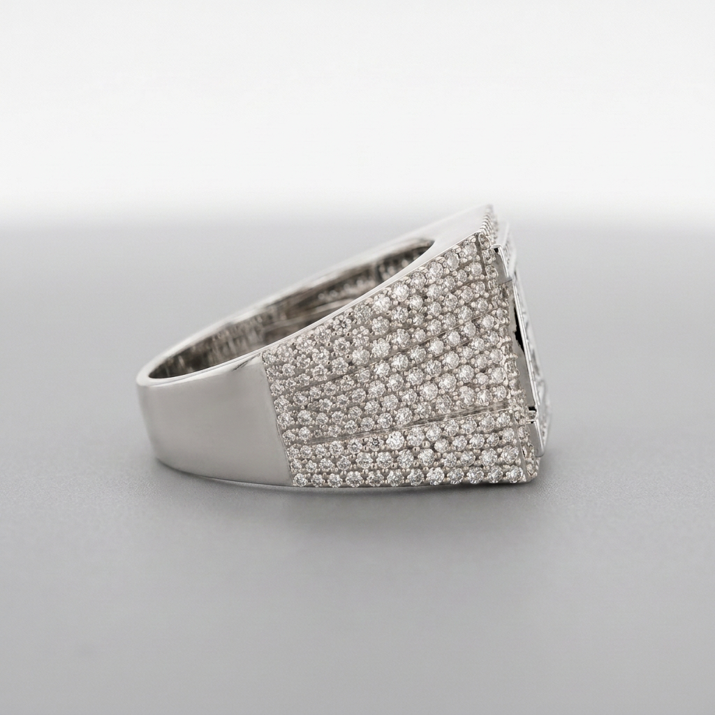 Men's 10K Gold 2.1 CTW Natural Diamond Baguette Initial Signet Ring