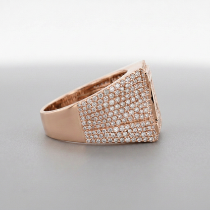 Men's 10K Gold 2.1 CTW Natural Diamond Baguette Initial Signet Ring