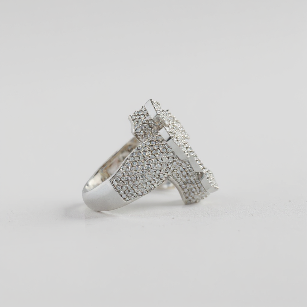Men's 10K Gold 2.1 CTW Natural Diamond Gothic Cross Statement Ring