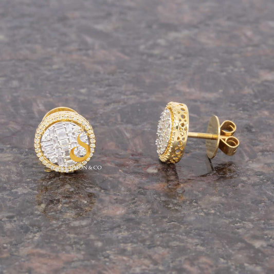 12.5MM Iced Button Diamond Stud