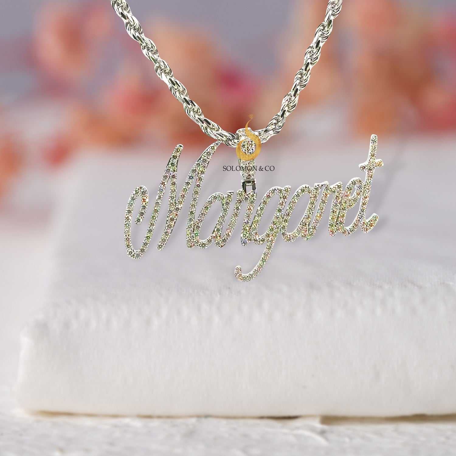 Marganet Custom Moissanite Diamond Name Pendant Forth