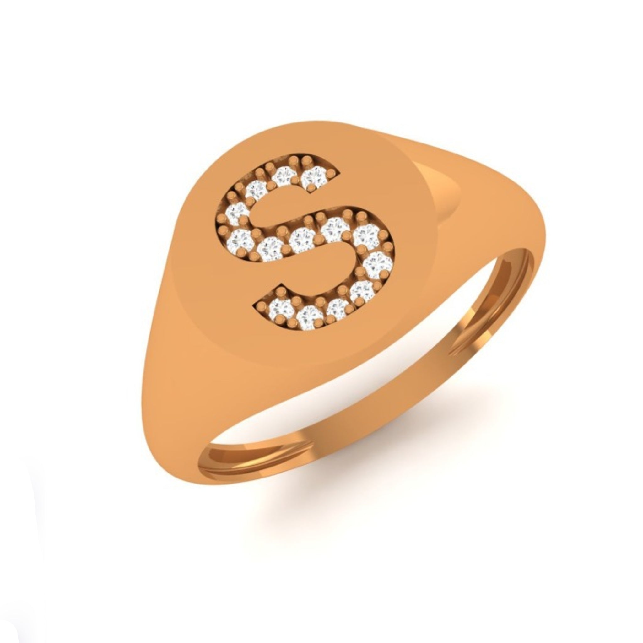 Diamond Initial Signet Ring