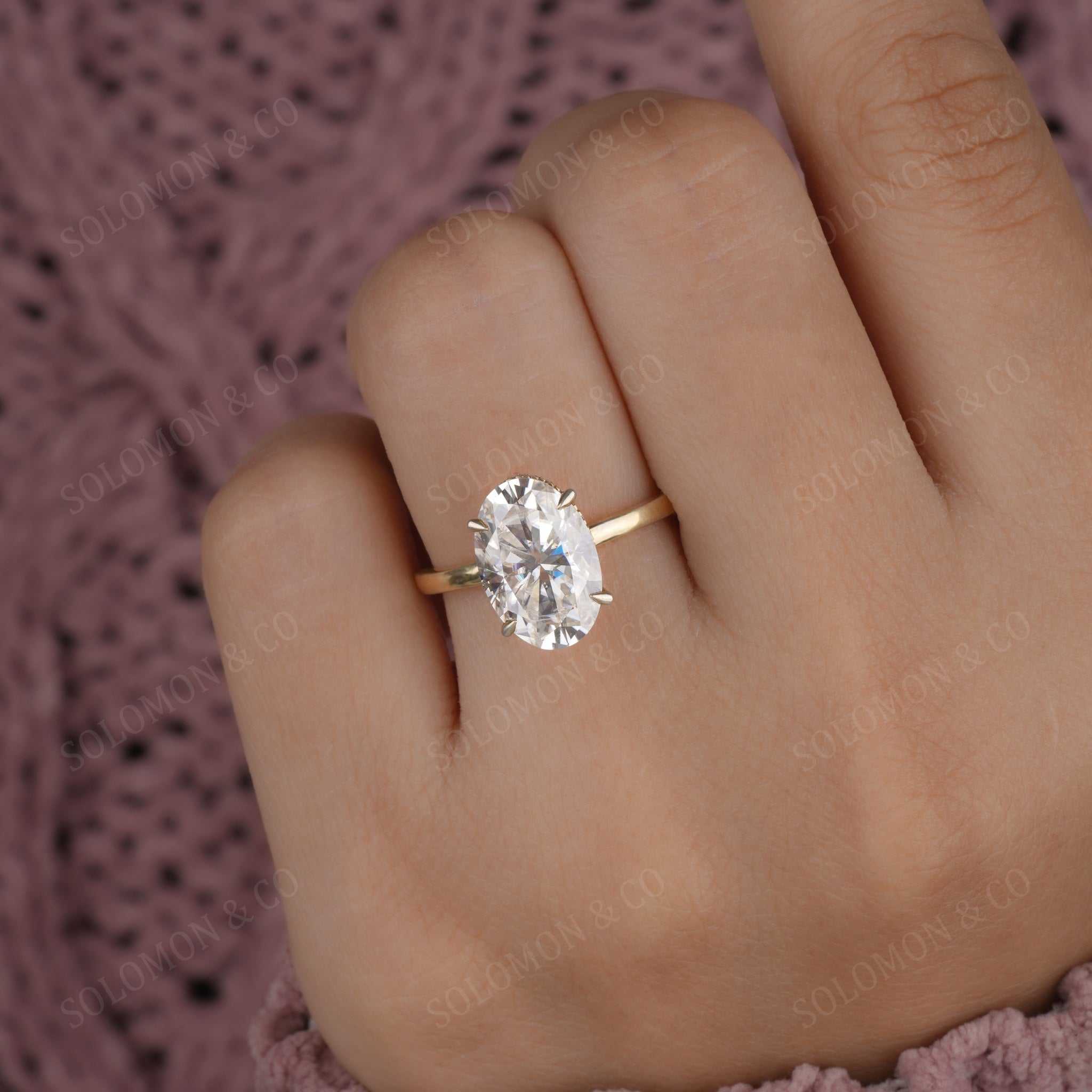 Secret Halo With Oval Engagement Ring Fifth