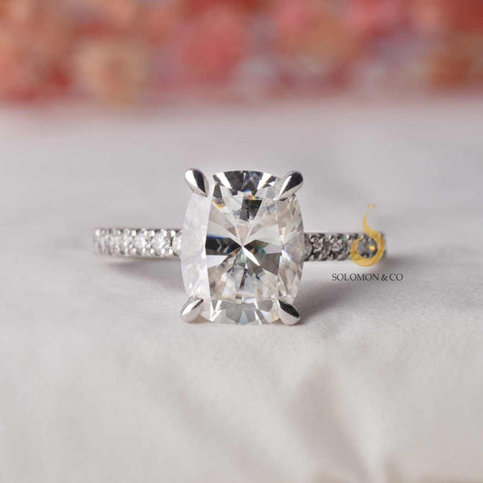 Hidden Halo Cushion Brilliant Cut Ring First