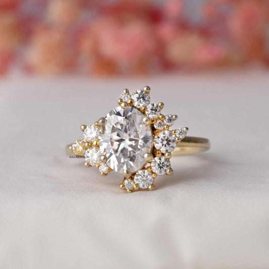 Art Deco Cluster Oval Engagement Ring First