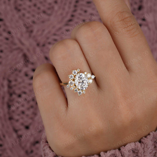 Art Deco Cluster Oval Engagement Ring Second