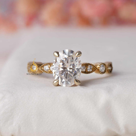 Milgrain Beaded Oval Engagement Ring First 