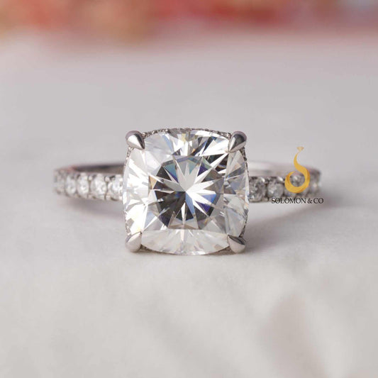 Hidden Halo Cushion Cut Engagement Ring First