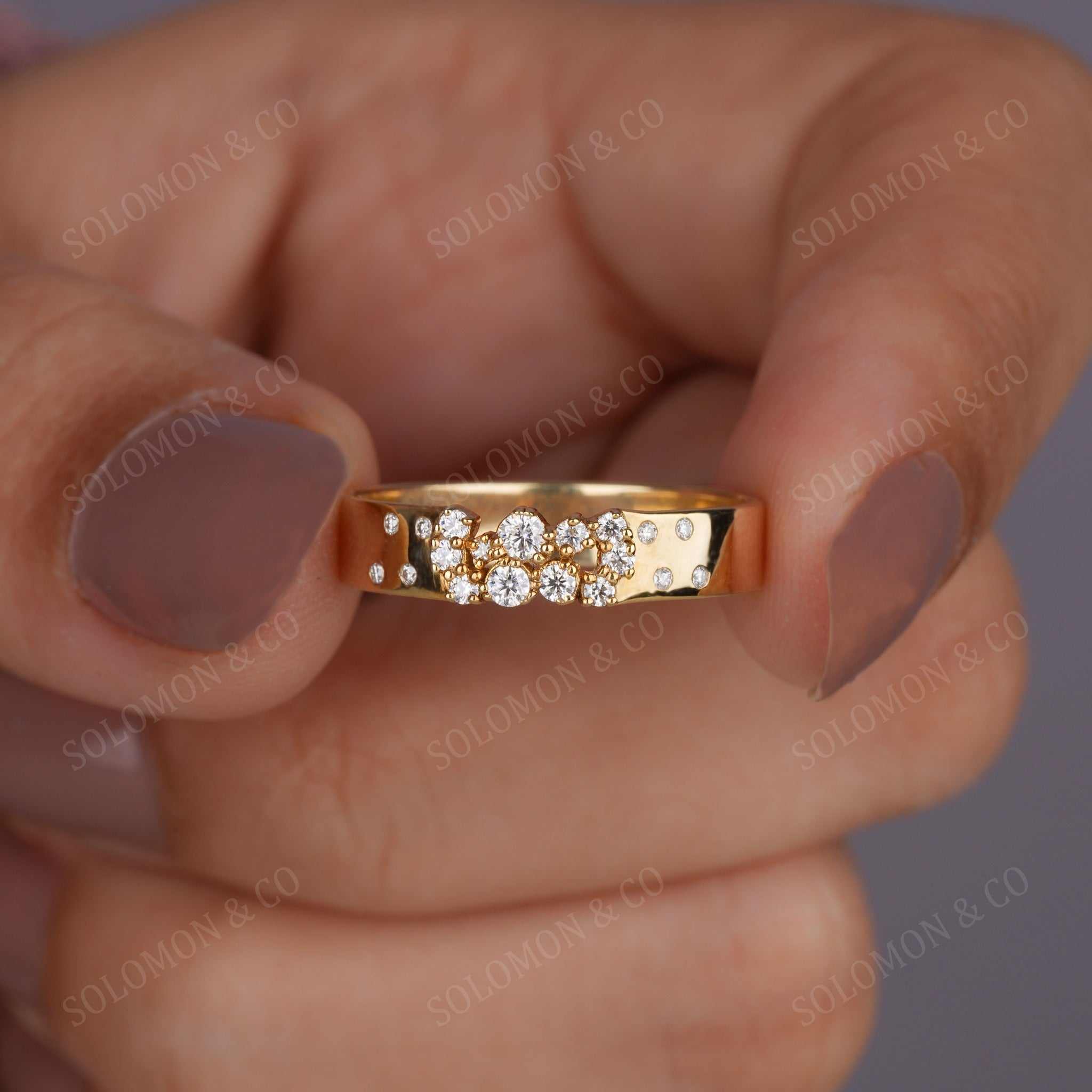 Wide Scattered Diamond Cigar Ring