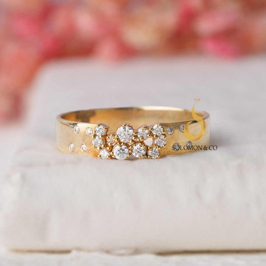 Wide Scattered Diamond Cigar Ring First