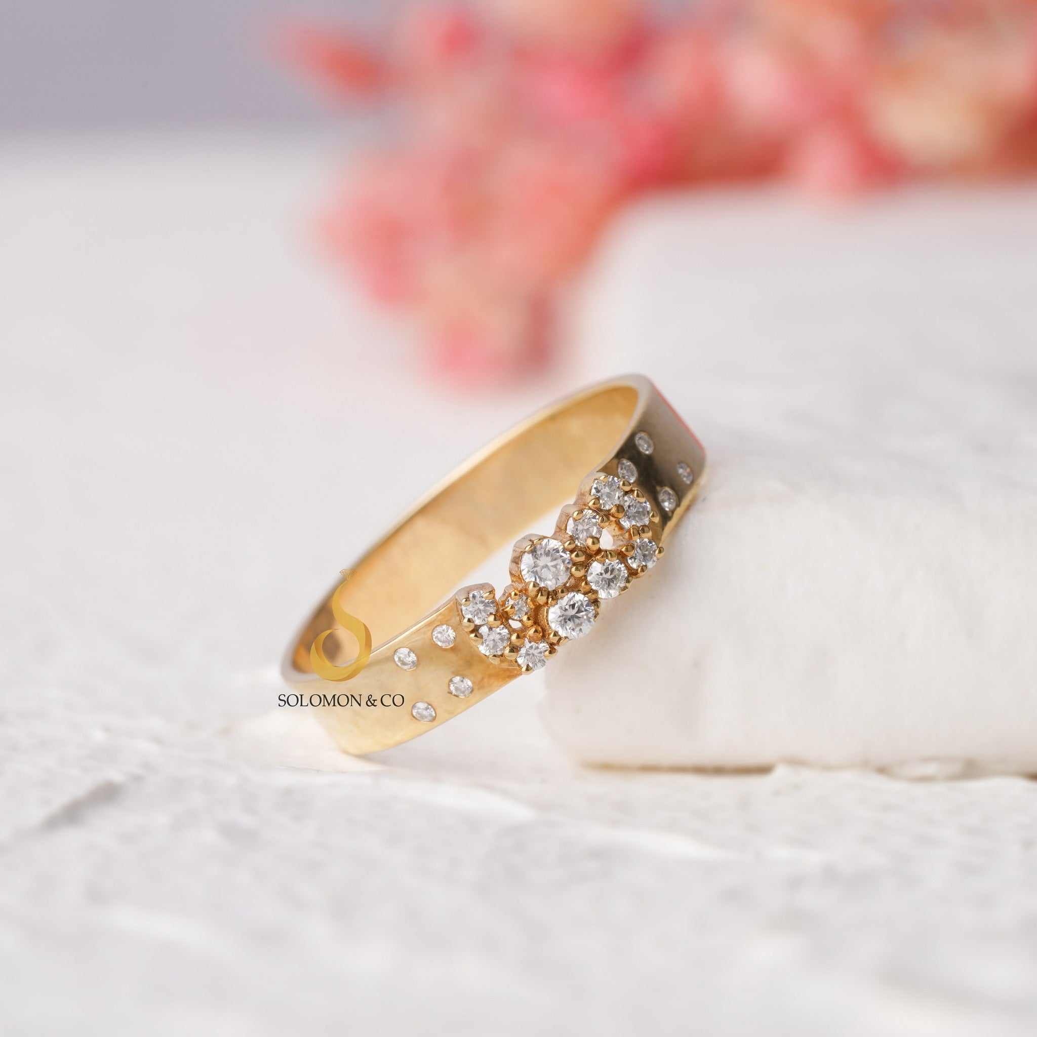 Wide Scattered Diamond Cigar Ring