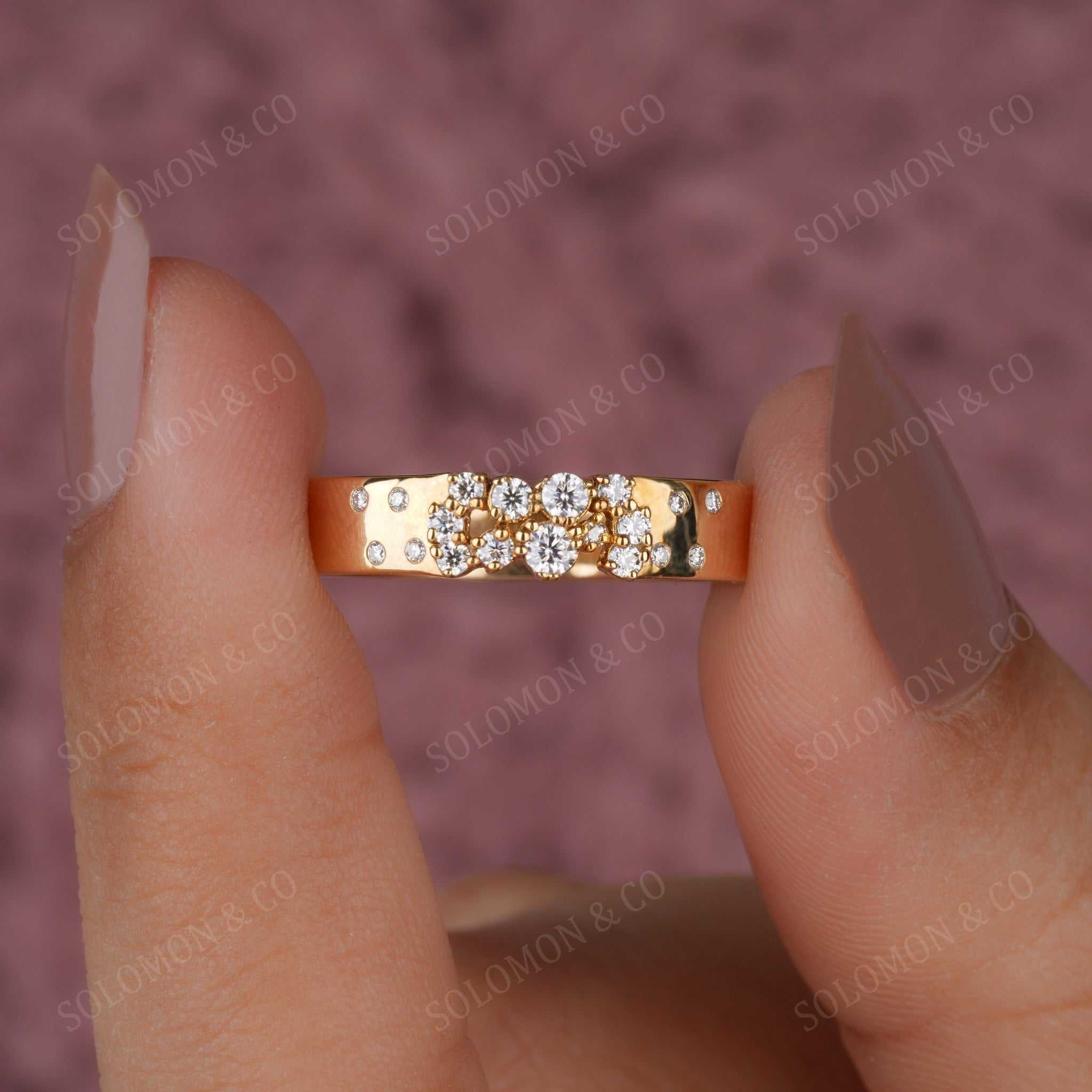 Wide Scattered Diamond Cigar Ring