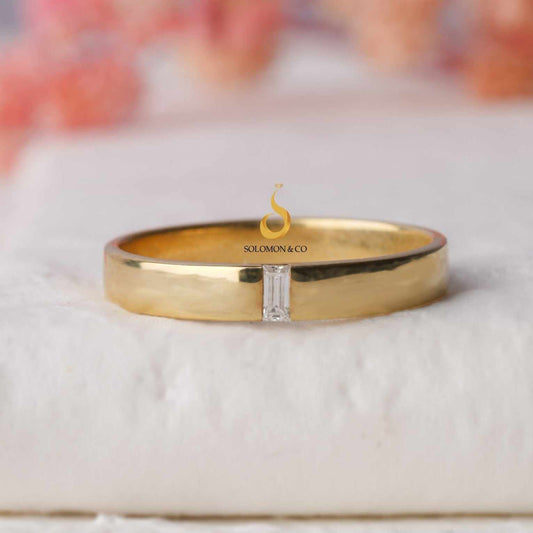 Single Diamond Wide Band Ring First