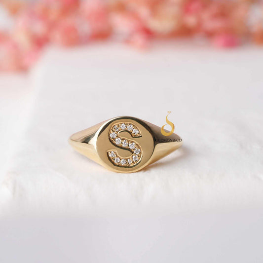 Personalized Initial Signet Ring Second