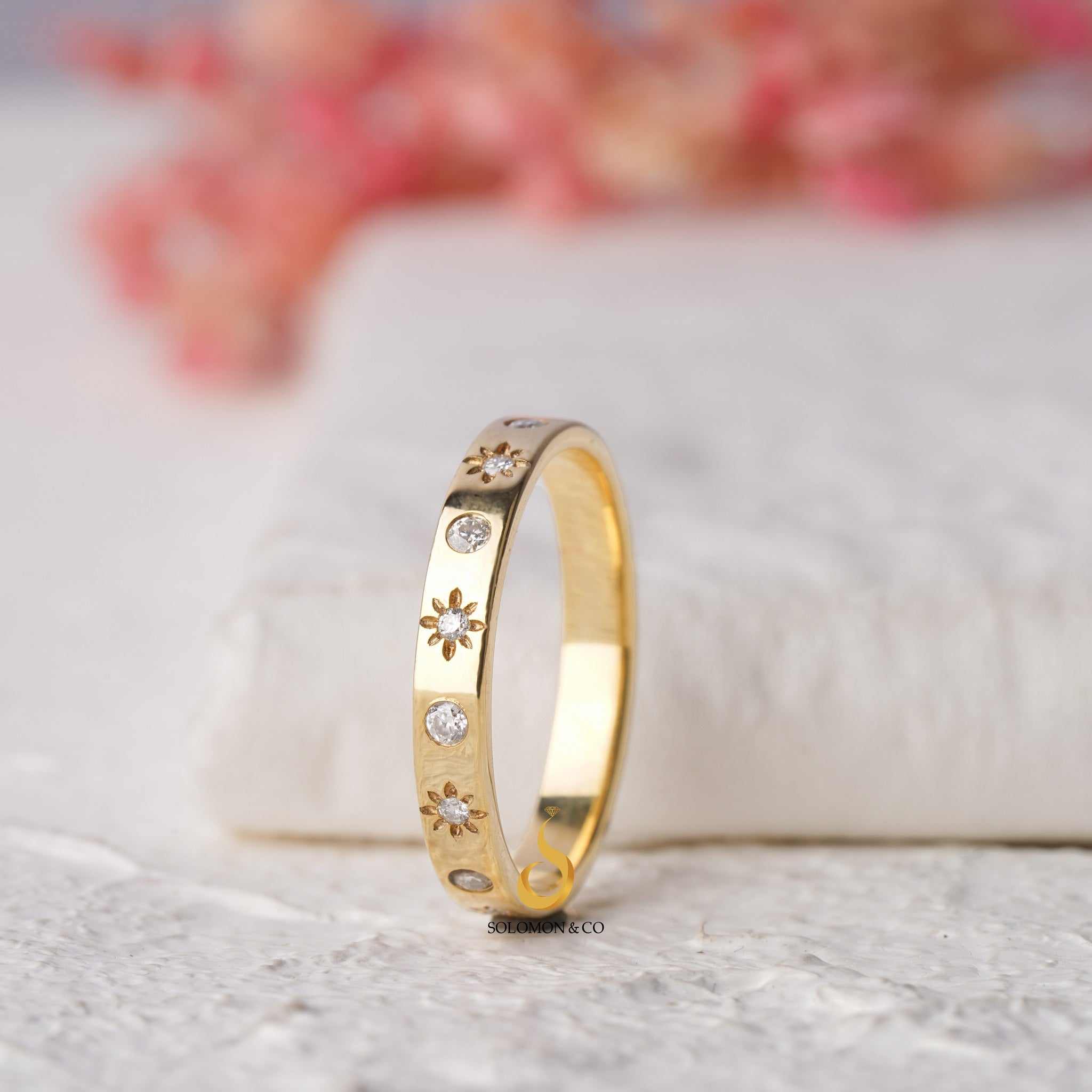 Modern Flush Set Stack Wedding Ring