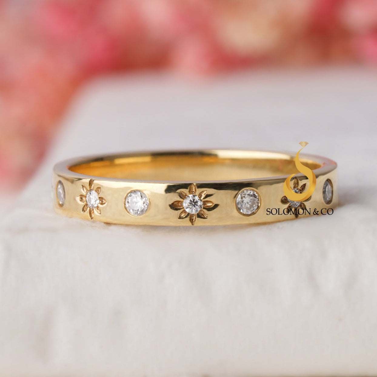 Modern Flush Set Stack Wedding Ring