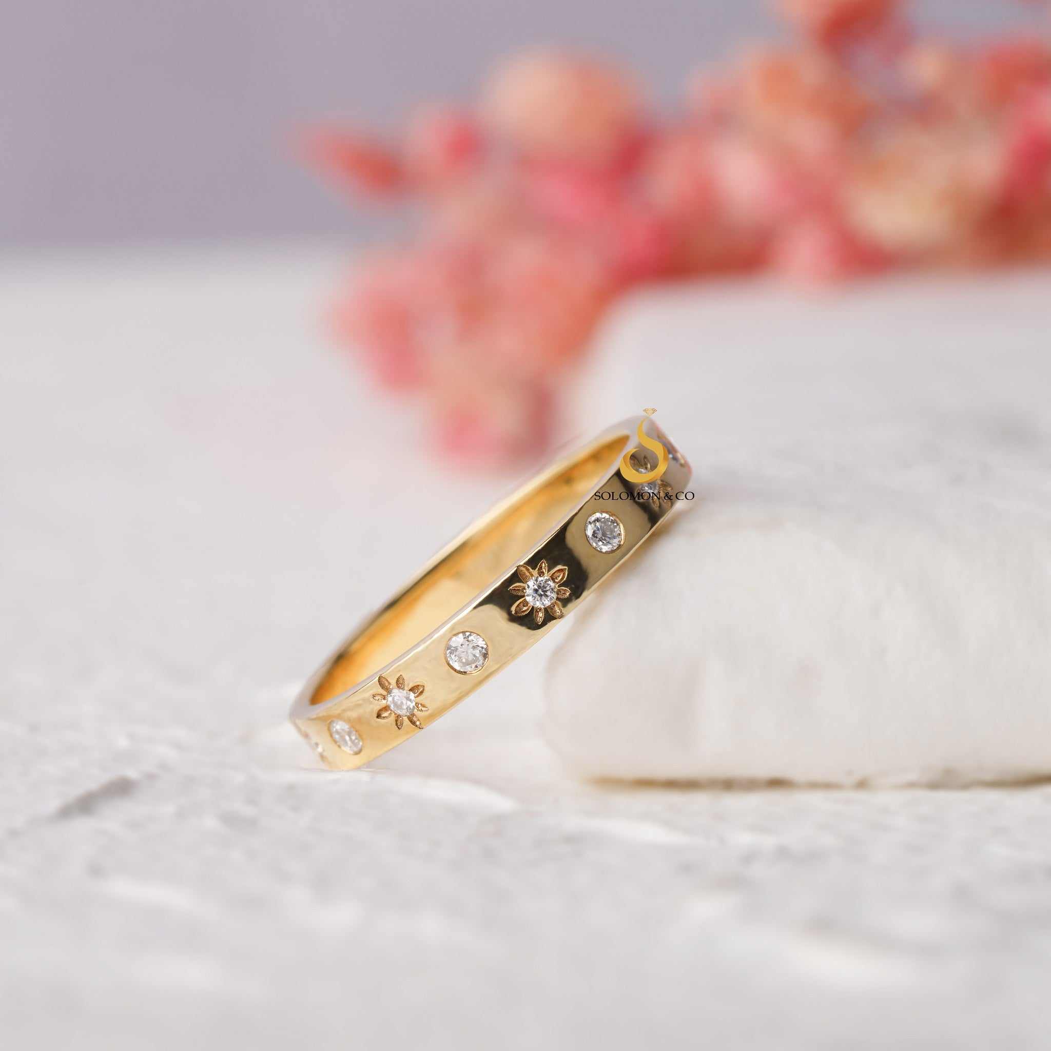 Modern Flush Set Stack Wedding Ring