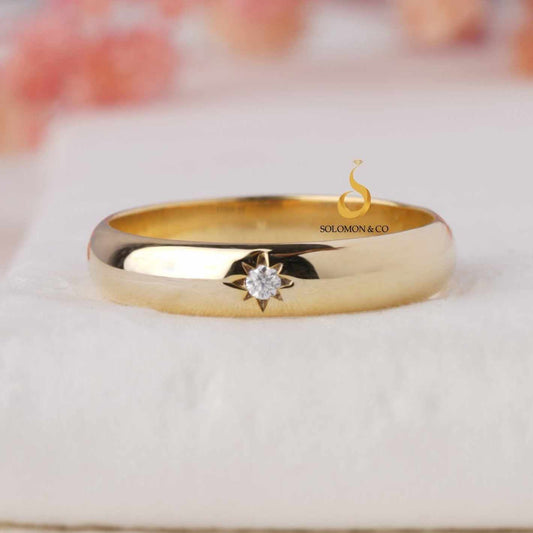 Single Diamond Starburst Unisex Ring First