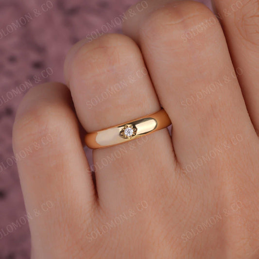 Single Diamond Starburst Unisex Ring Second