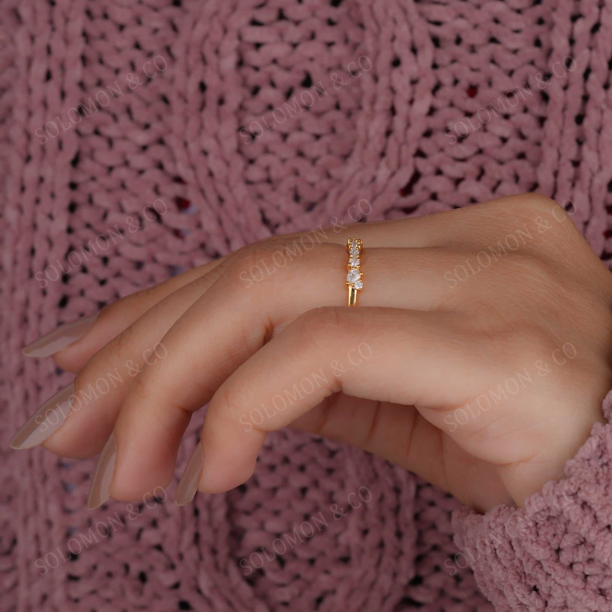 Multi Stone Cluster Wedding Ring