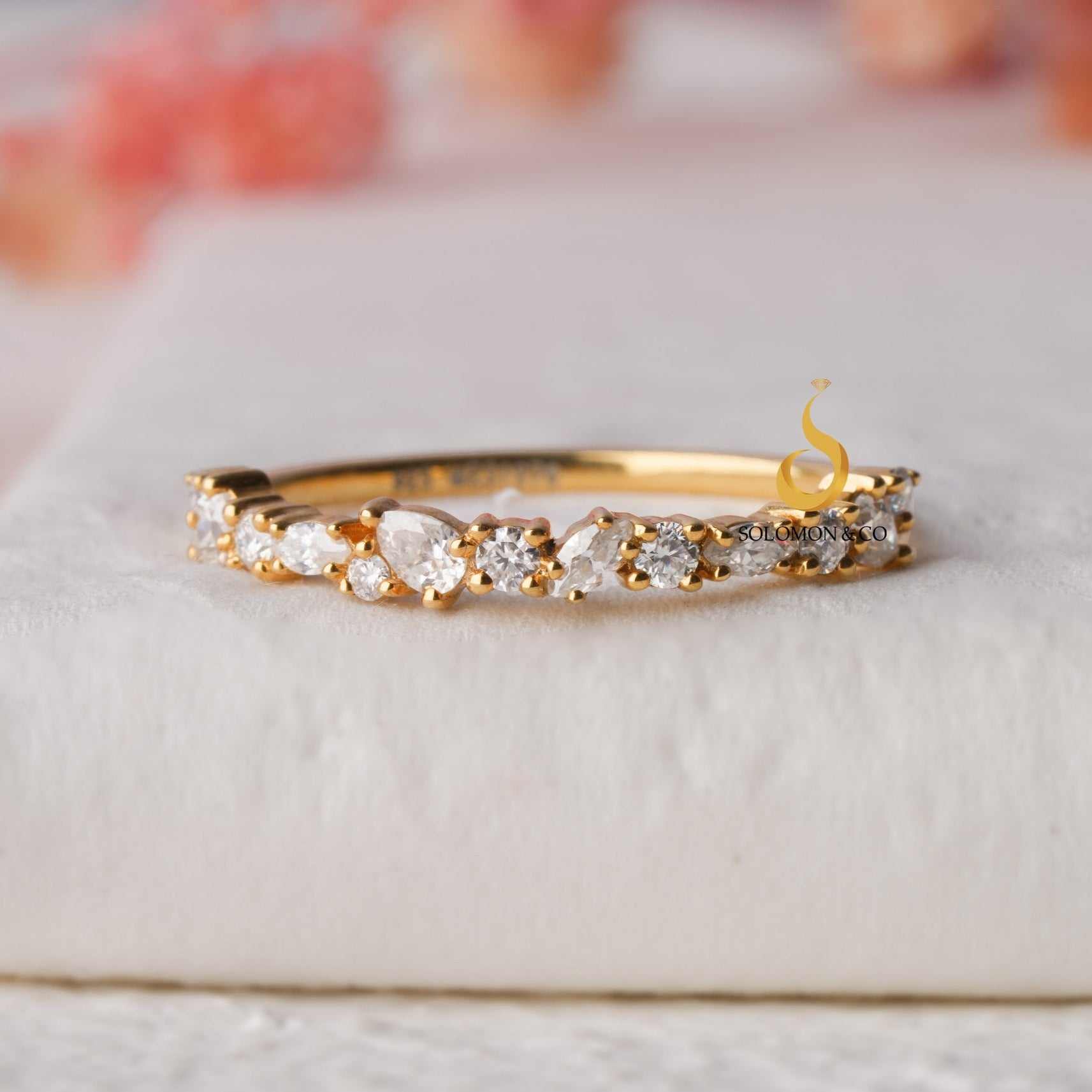 Multi Stone Cluster Wedding Ring
