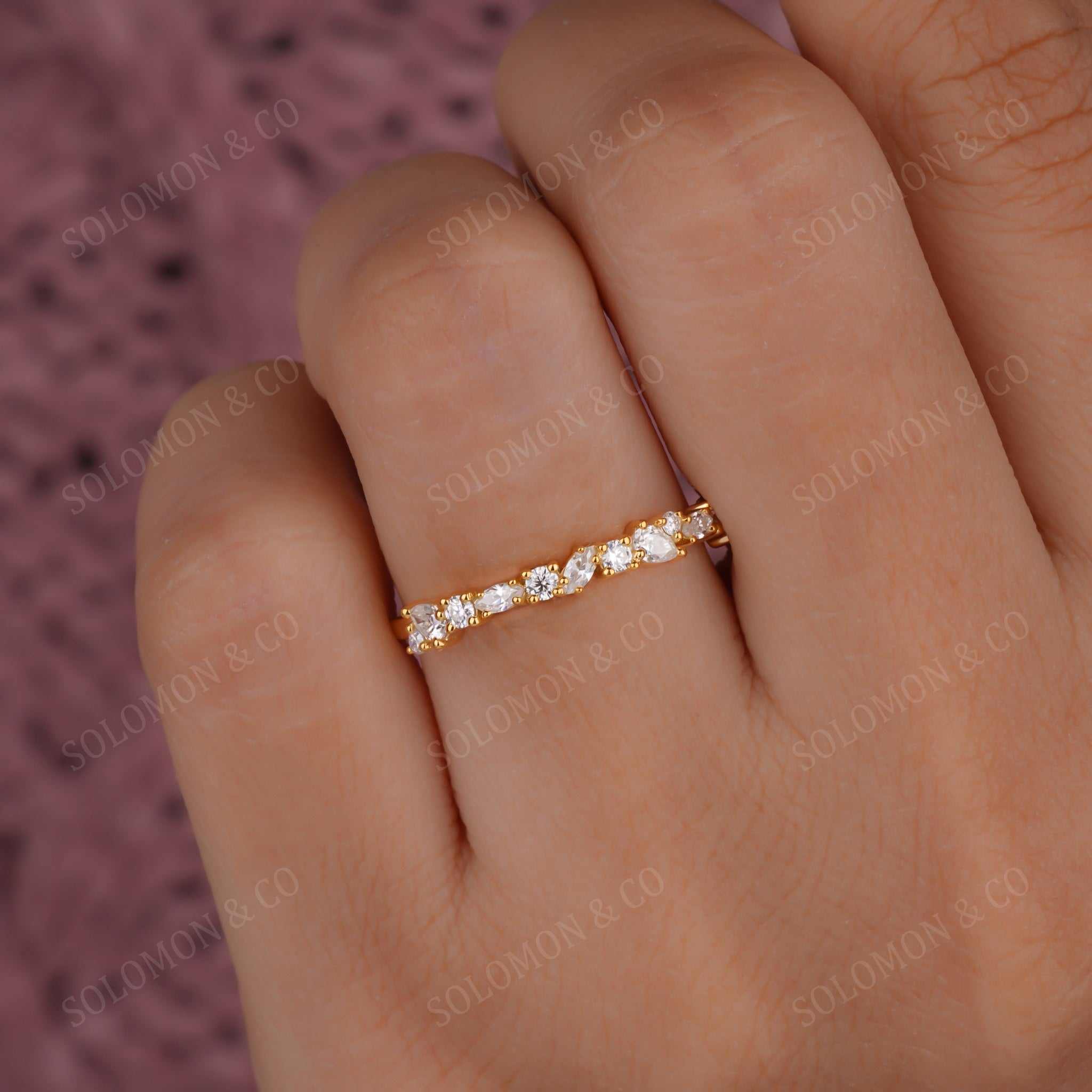 Multi Stone Cluster Wedding Ring