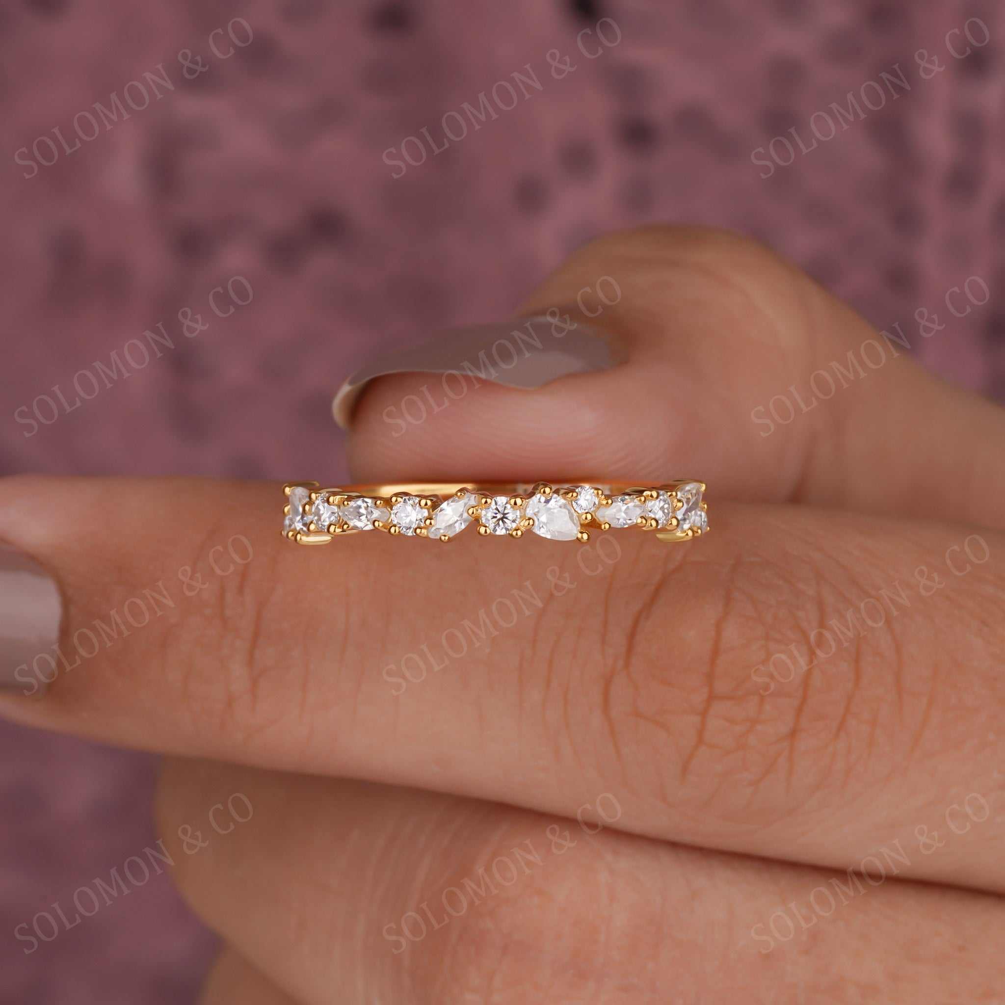 Multi Stone Cluster Wedding Ring