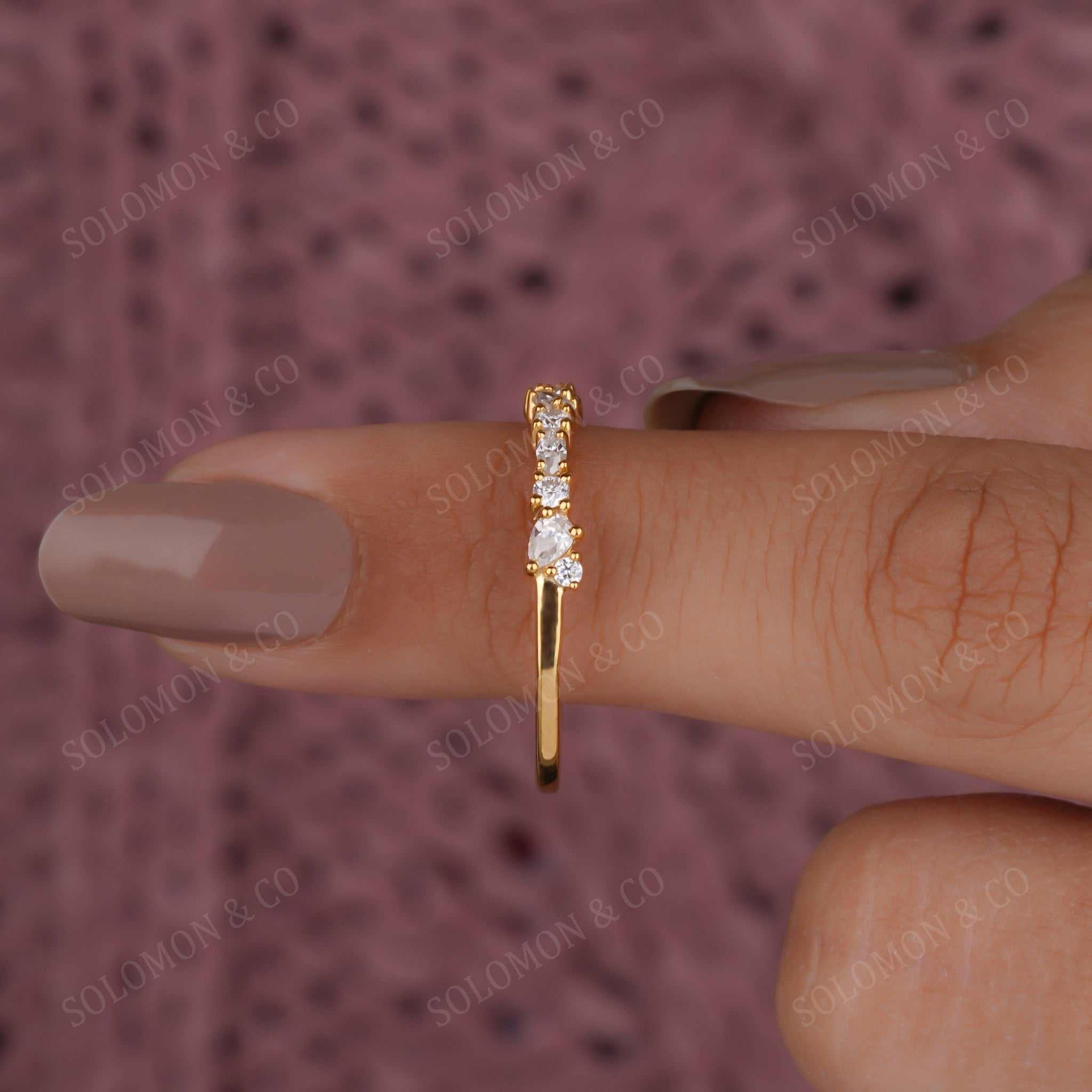 Multi Stone Cluster Wedding Ring