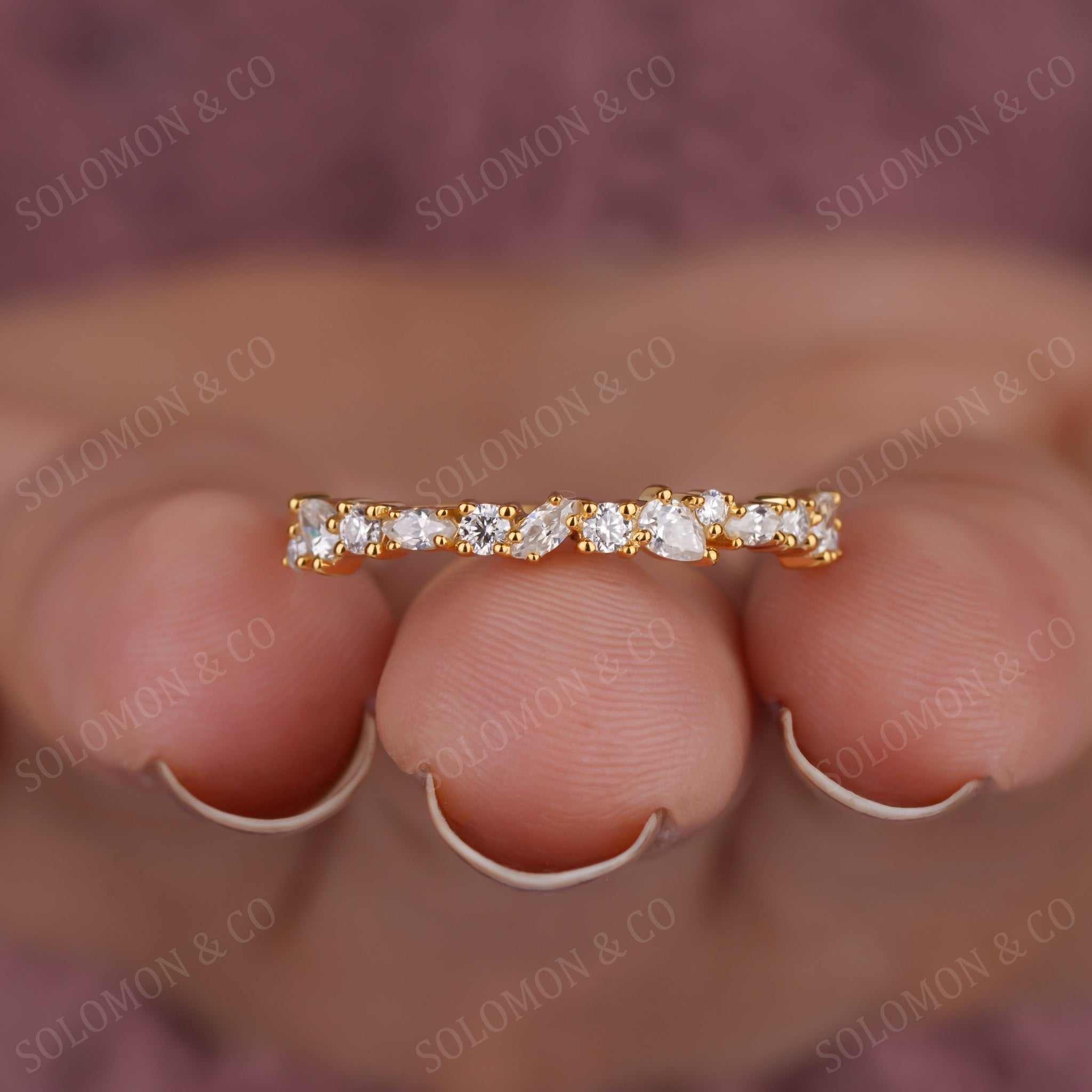 Multi Stone Cluster Wedding Ring