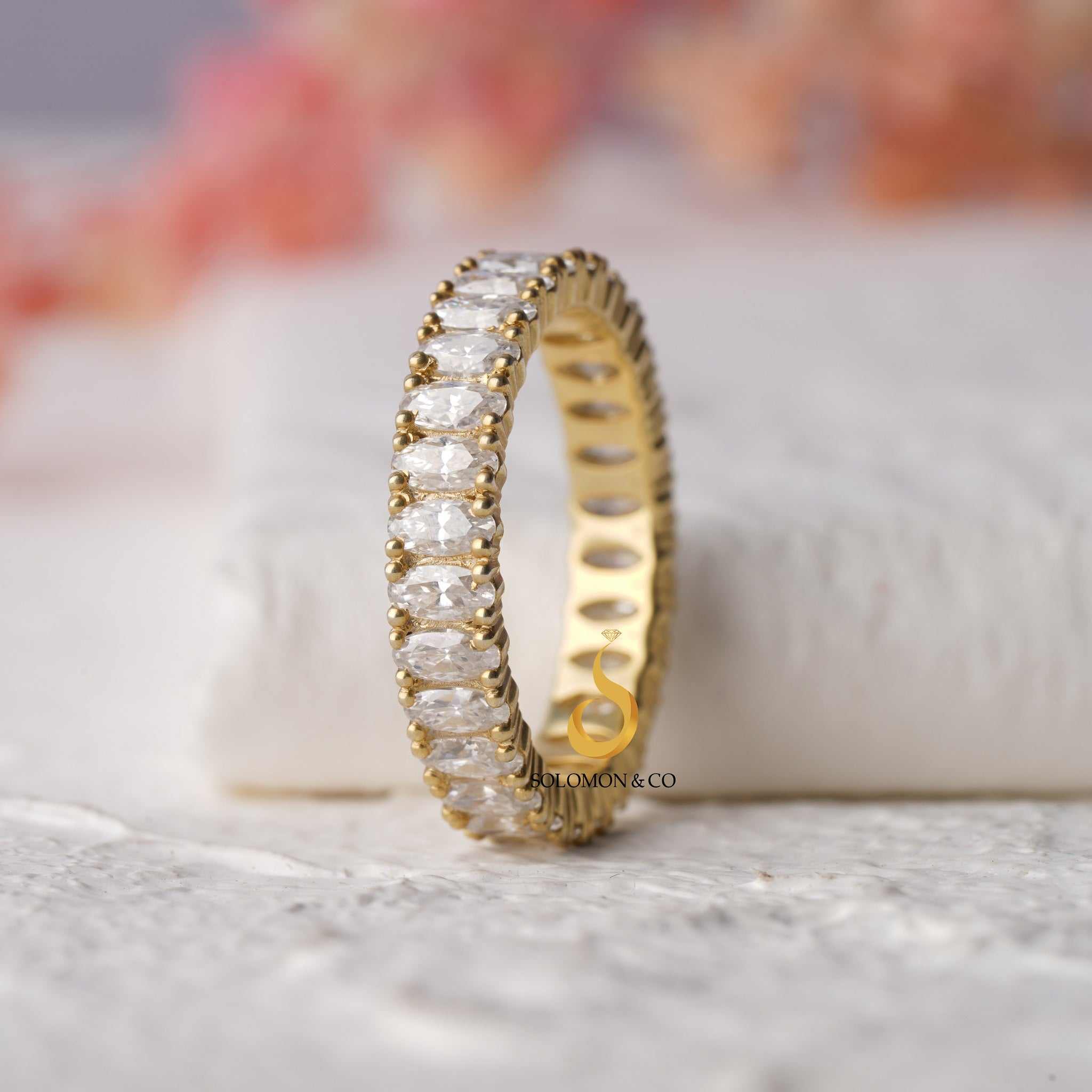 Shared Prong Unique Oval Anniversary Band