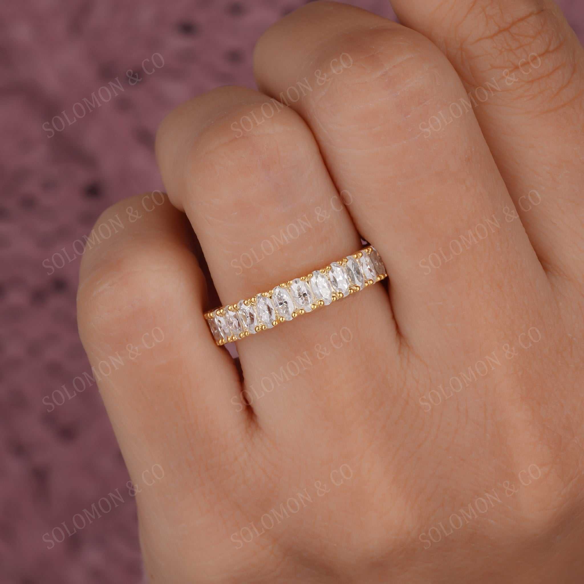 Shared Prong Unique Oval Anniversary Band
