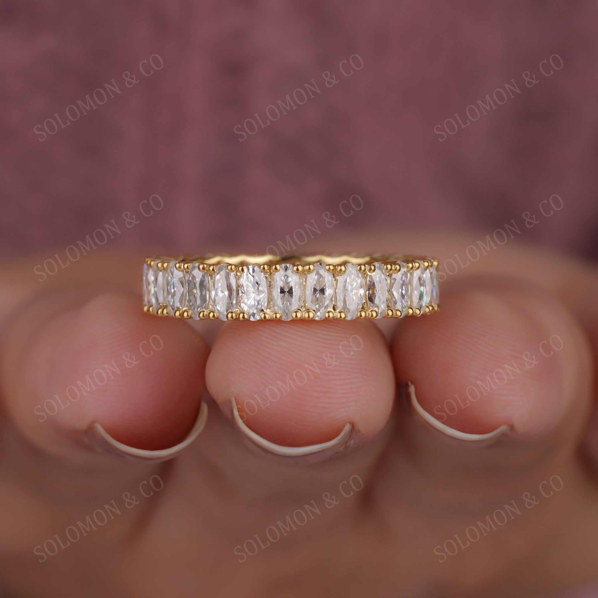 Shared Prong Unique Oval Anniversary Band