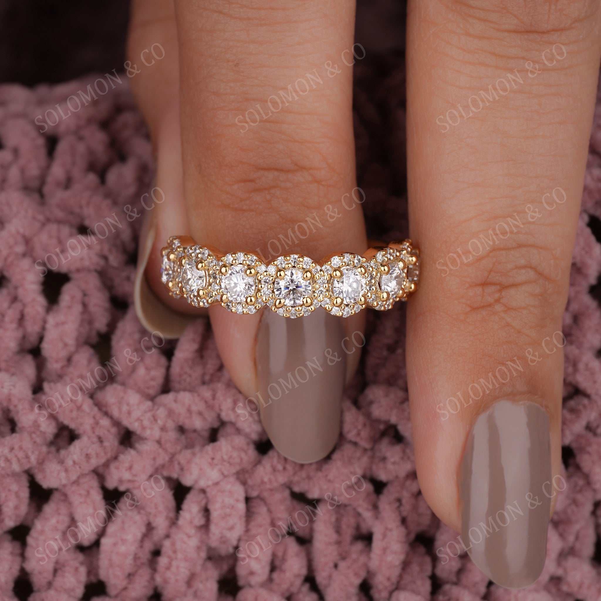 Multi Halo Eternity Band Ring Nine