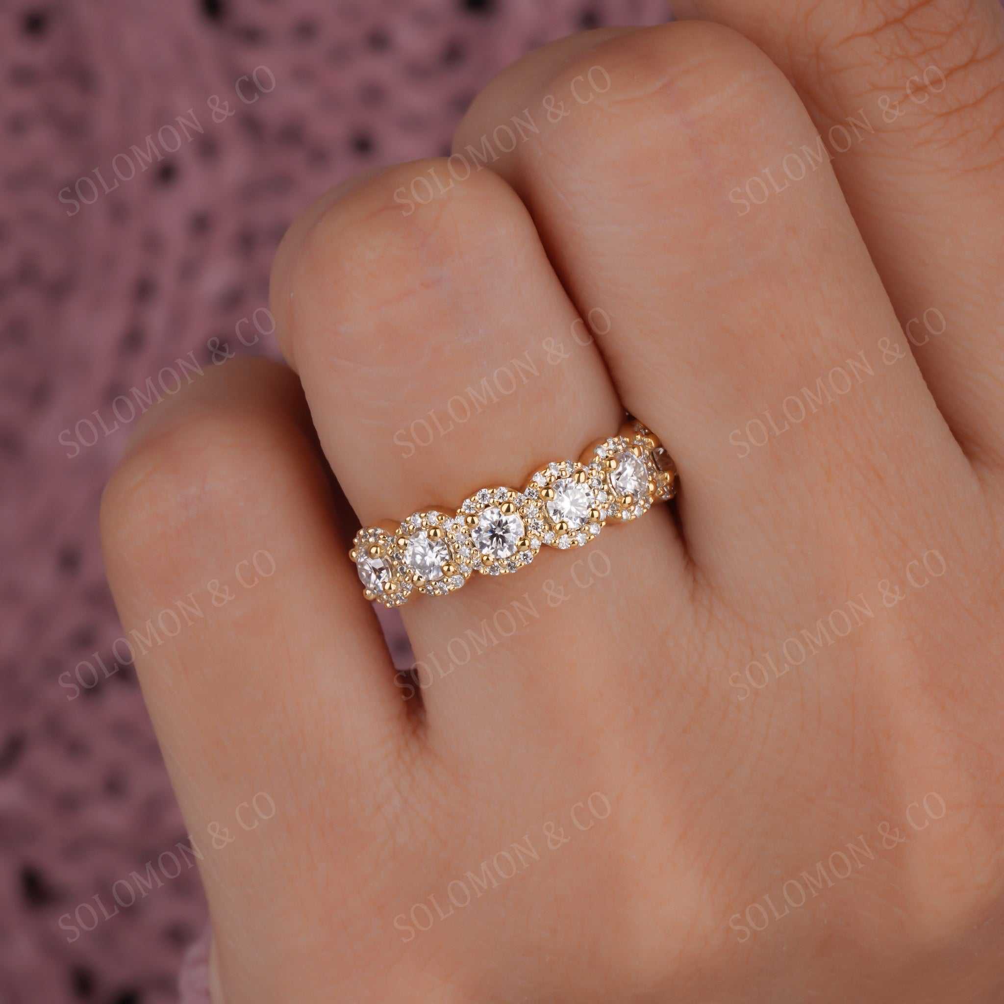 Multi Halo Eternity Band Ring Eight