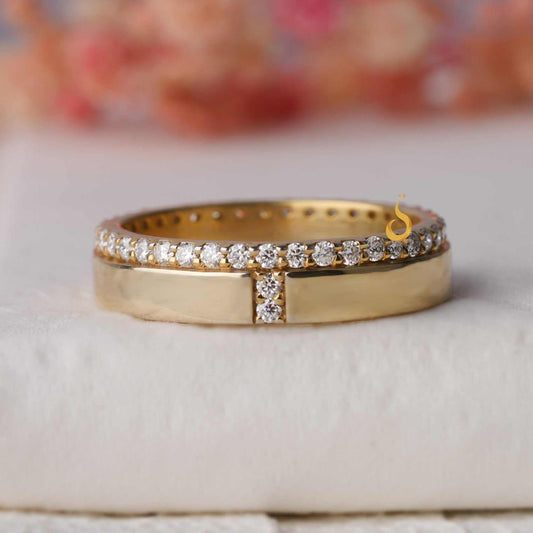 Round Shape Wide One Side Pave Ring First 