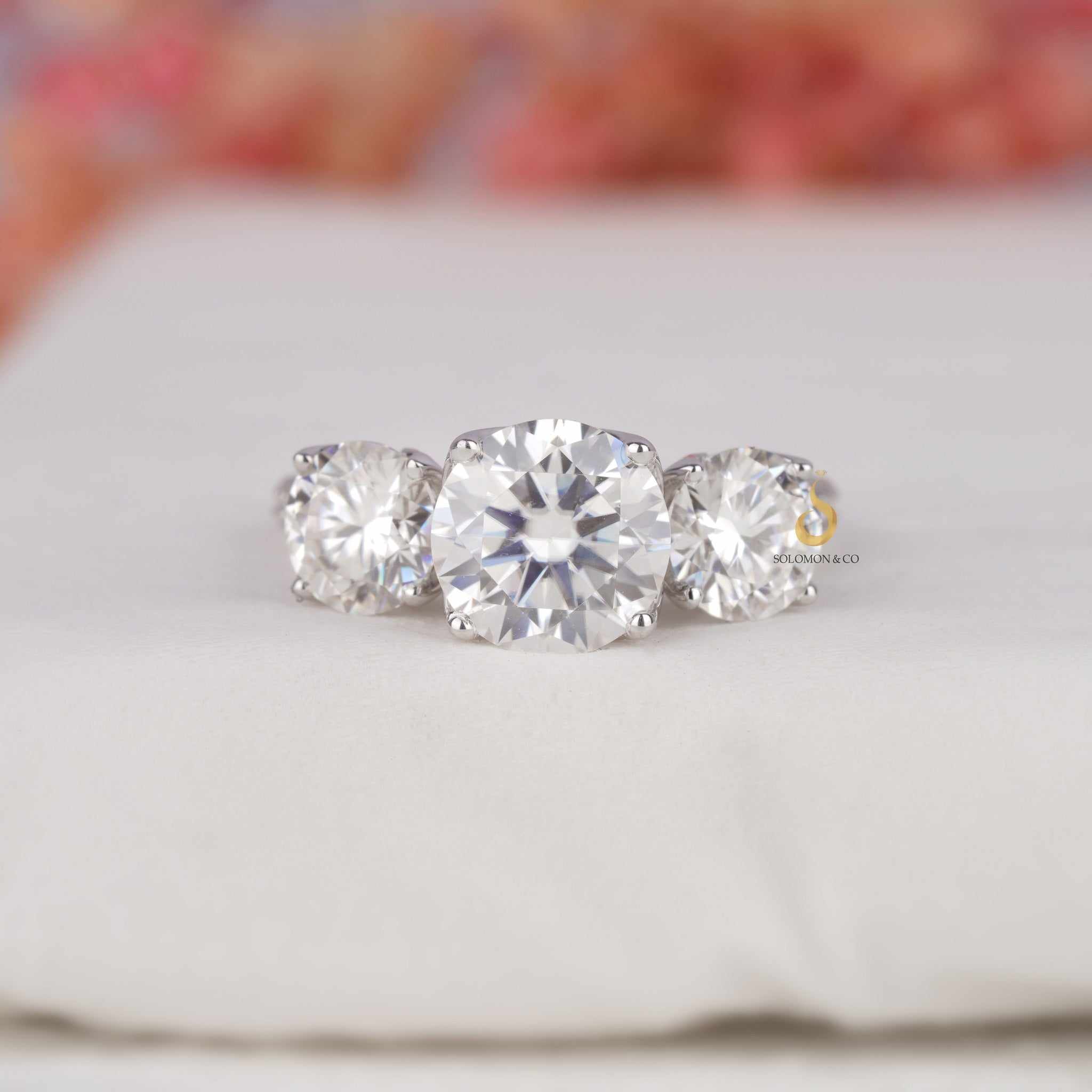 Stone Tulip Setting Tulip Setting Three Stone Engagement Ring, Stone Oval Cut