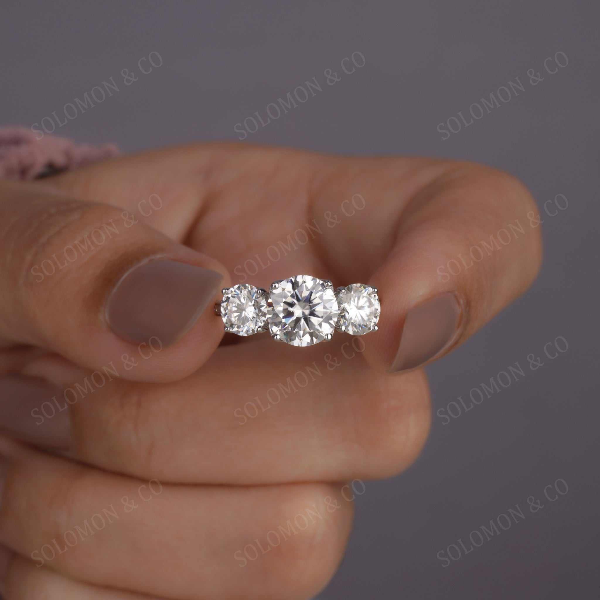 High Profile Tulip Set Three Stone Ring Six