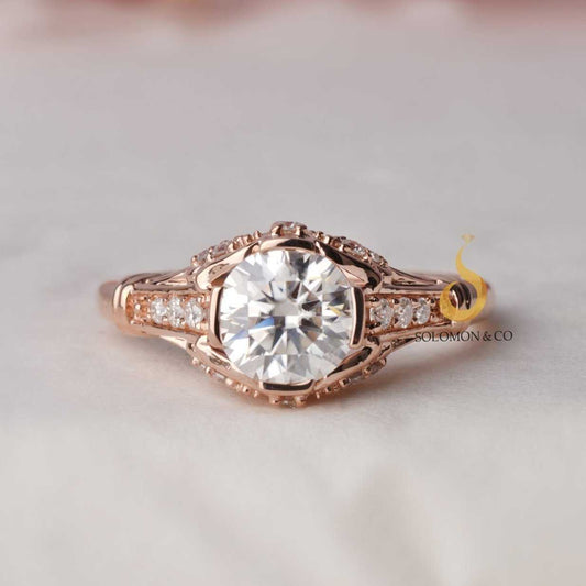 Brilliant Round Cut Art Deco Engagement Ring First