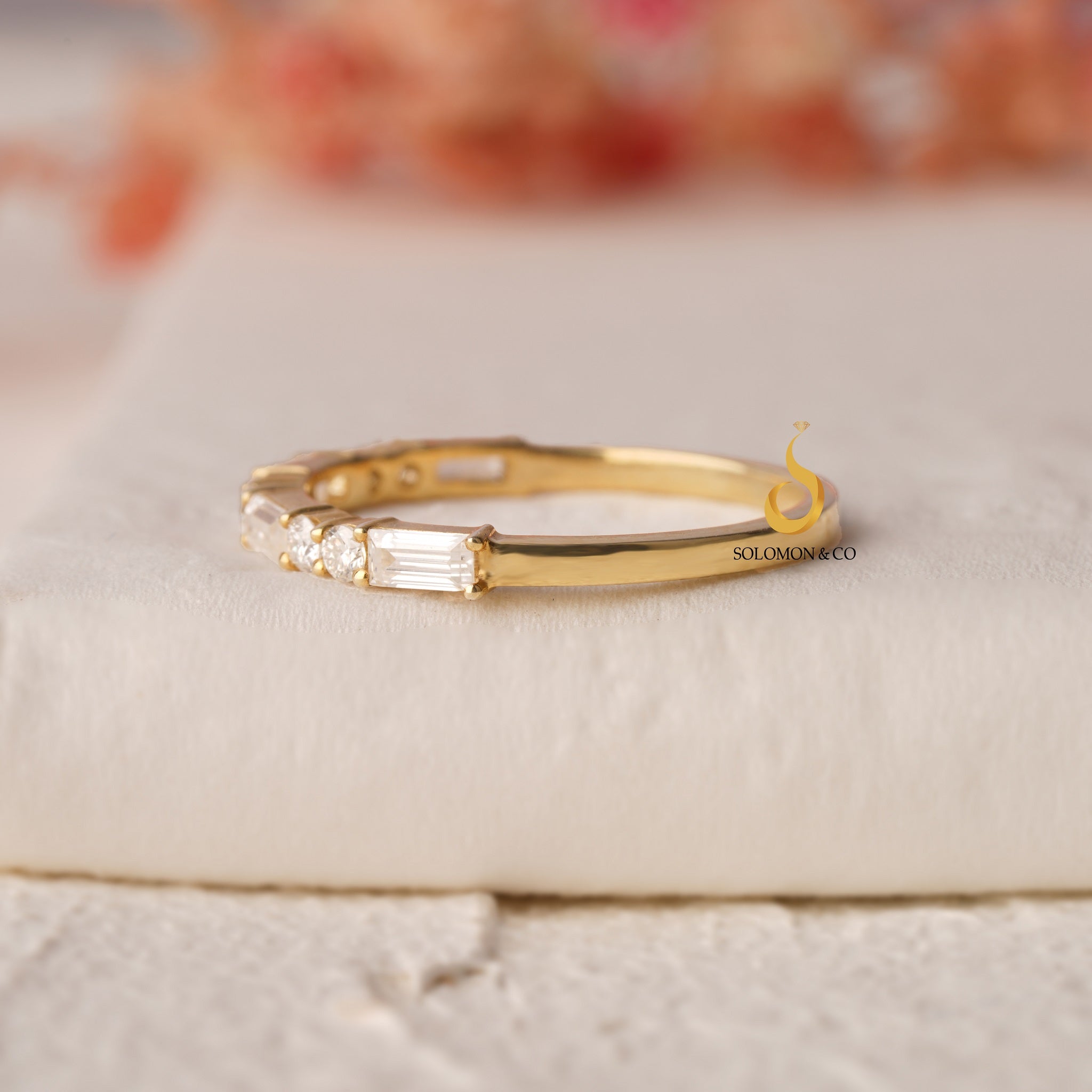 Baguette Round Half Eternity Wedding Ring