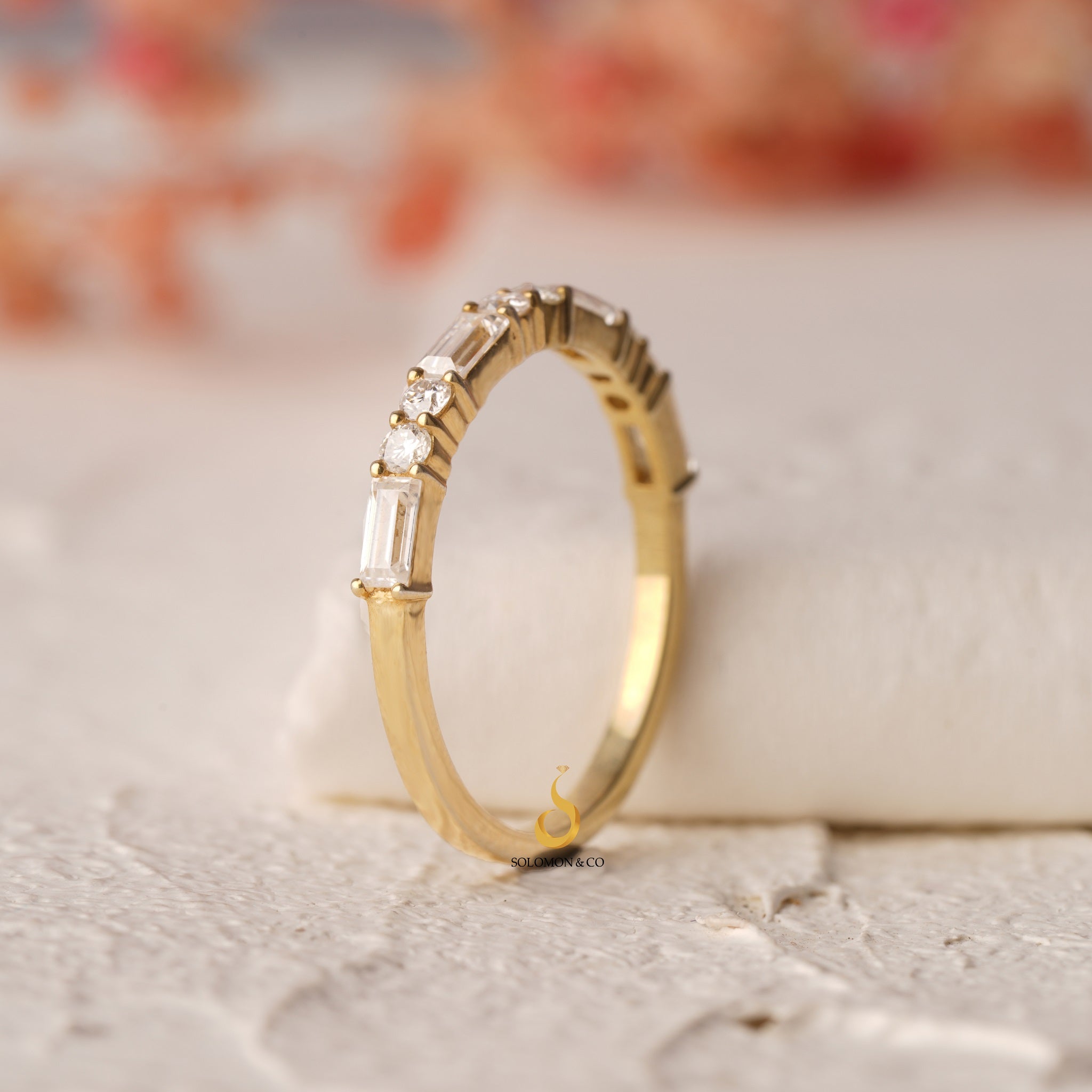 Baguette Round Half Eternity Wedding Ring