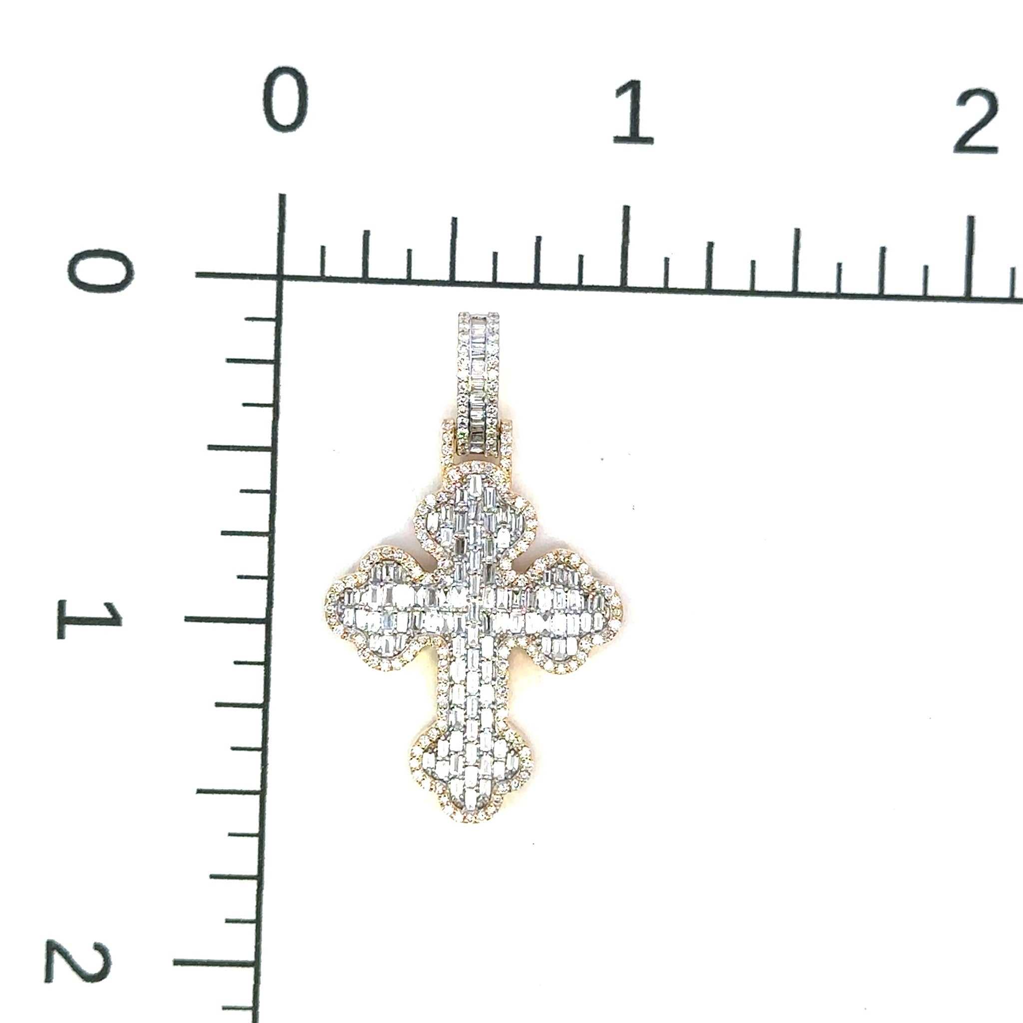 Vintage Inspired Baguette Round Cross Diamond Pendant