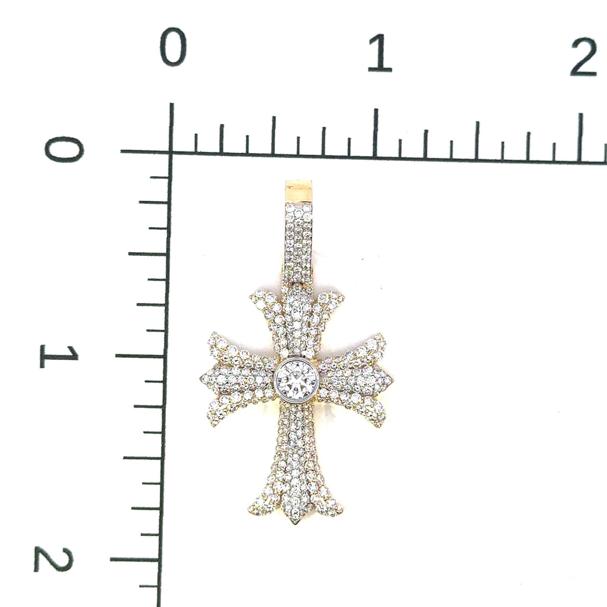Pave Set Round Diamond Iced Out Cross Pendant