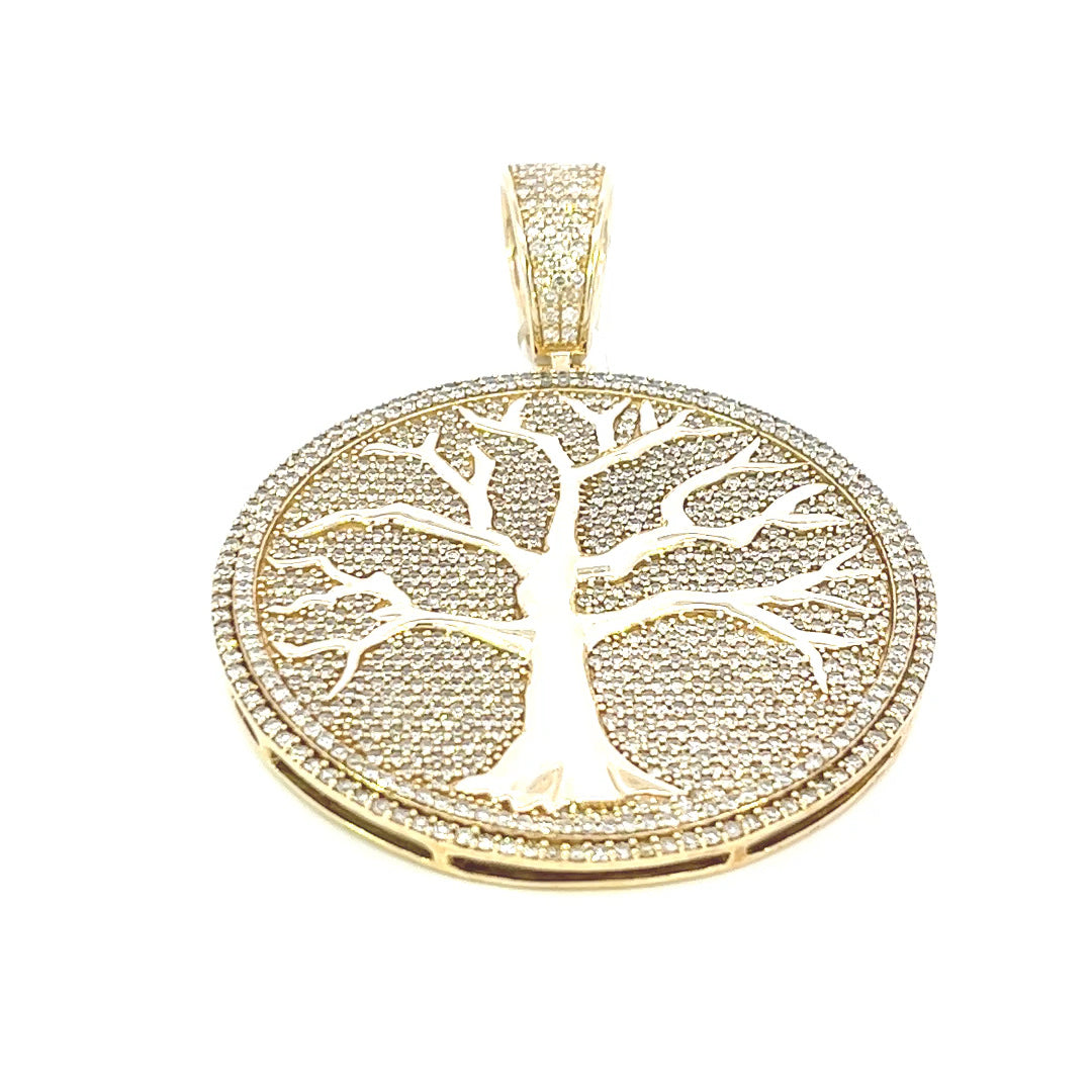 Family Tree Circle Diamond Pendant Fifth