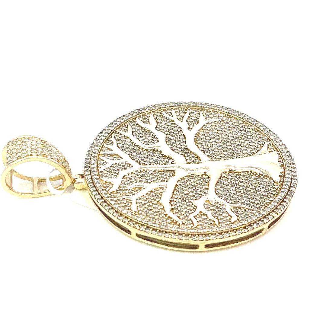 Family Tree Circle Diamond Pendant Sixth